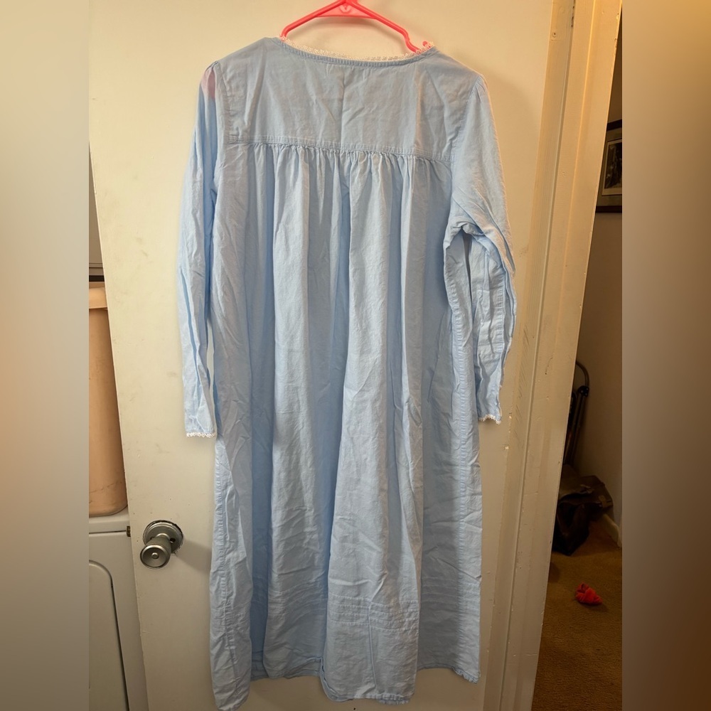 Eileen West Blue Poetic Cotton Long Sleeve Ballet Nightgown Size M Medium - Picture 6 of 8